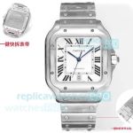 THB Swiss Copy Cartier Santos de Cartier 39.8 White 9015 Stainless Steel Watch 